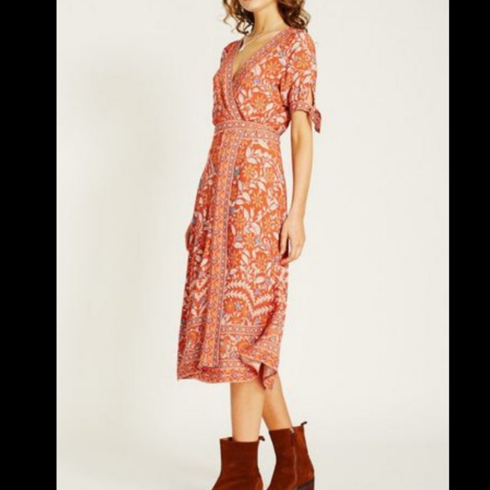 Arnhem marigold wrap Midi Dress